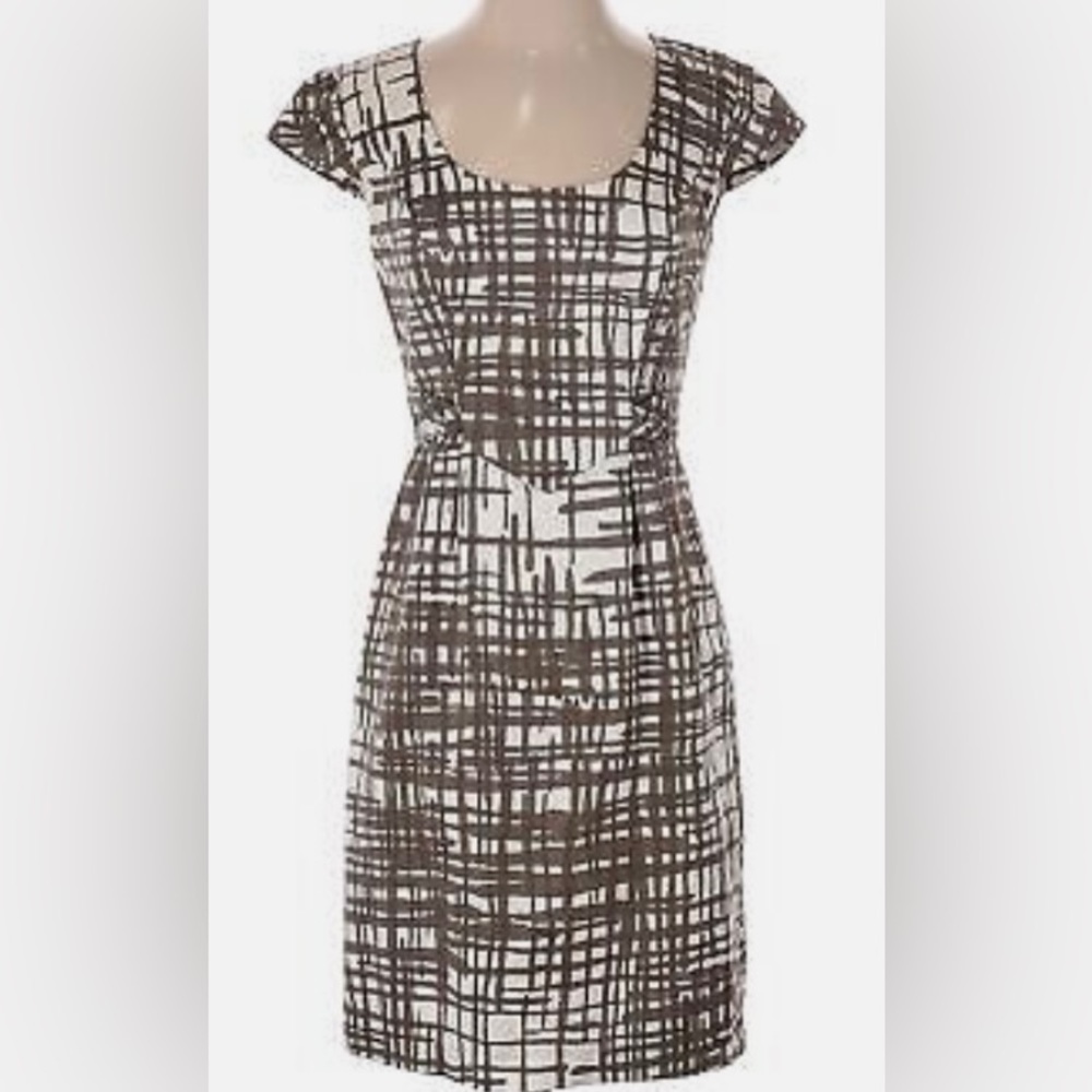 Signature Trina Turk Cotton Silk Blend Sheath Dress Overlay Detailing at Waist